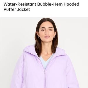 Water-Resistant Bubble-Hem Hooded Puffer Jacket